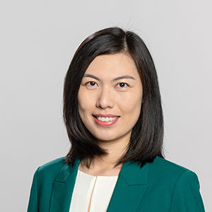 Headshot of Prof. Dr Amy Zhao Ding, a middle aged woman smiling on a simple gray background