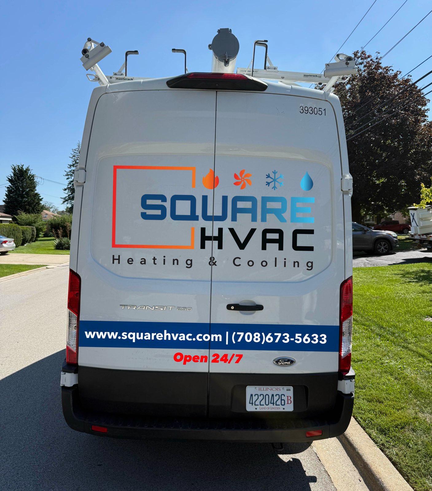 Square HVAC technician performing ac repair and furnace repair in Hillside IL