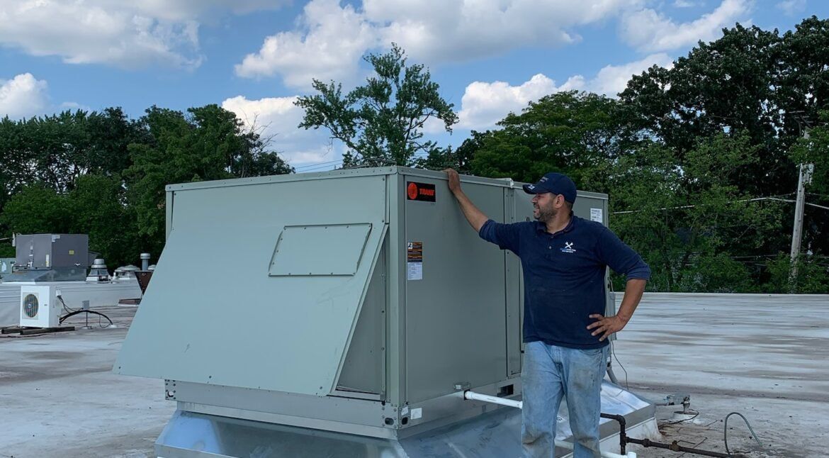 Square HVAC certified technicians servicing HVAC systems in Hillside IL