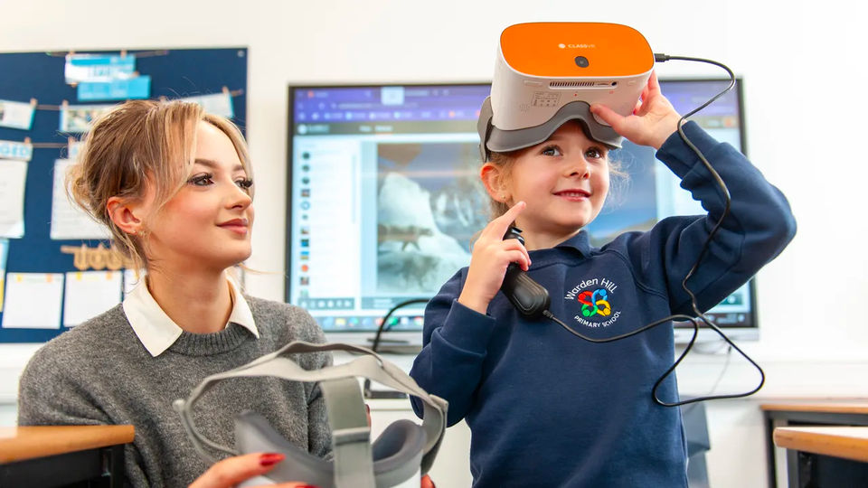 Students using ClassVR VR headsets on a virtual field trip