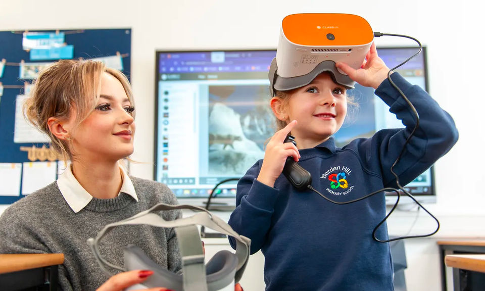 Students using ClassVR VR headsets on a virtual field trip