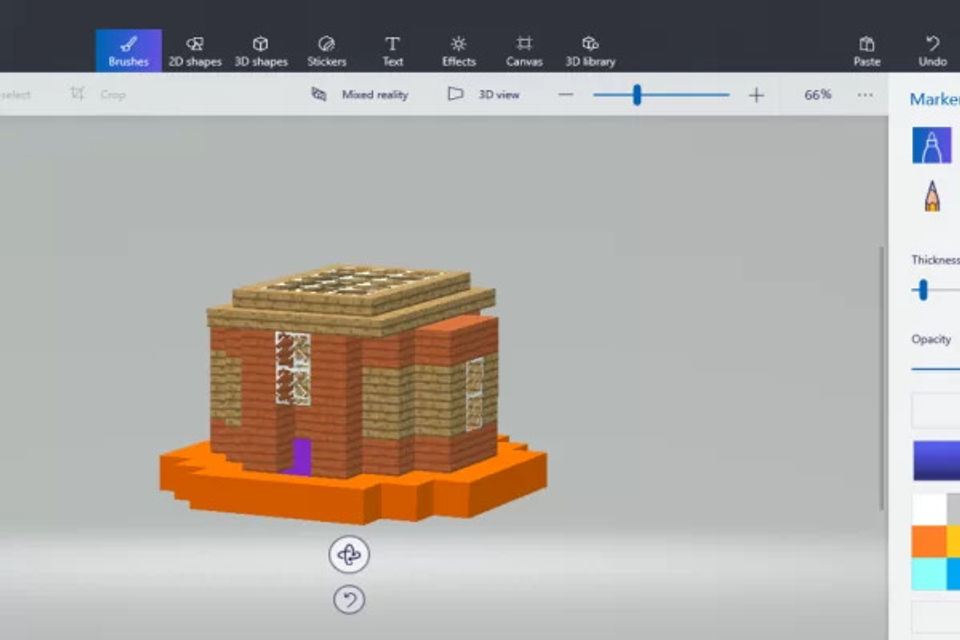 Minecraft 3D model opened in Windows Mixed Reality Viewer, ready for use in ClassVR augmented reality experiences.