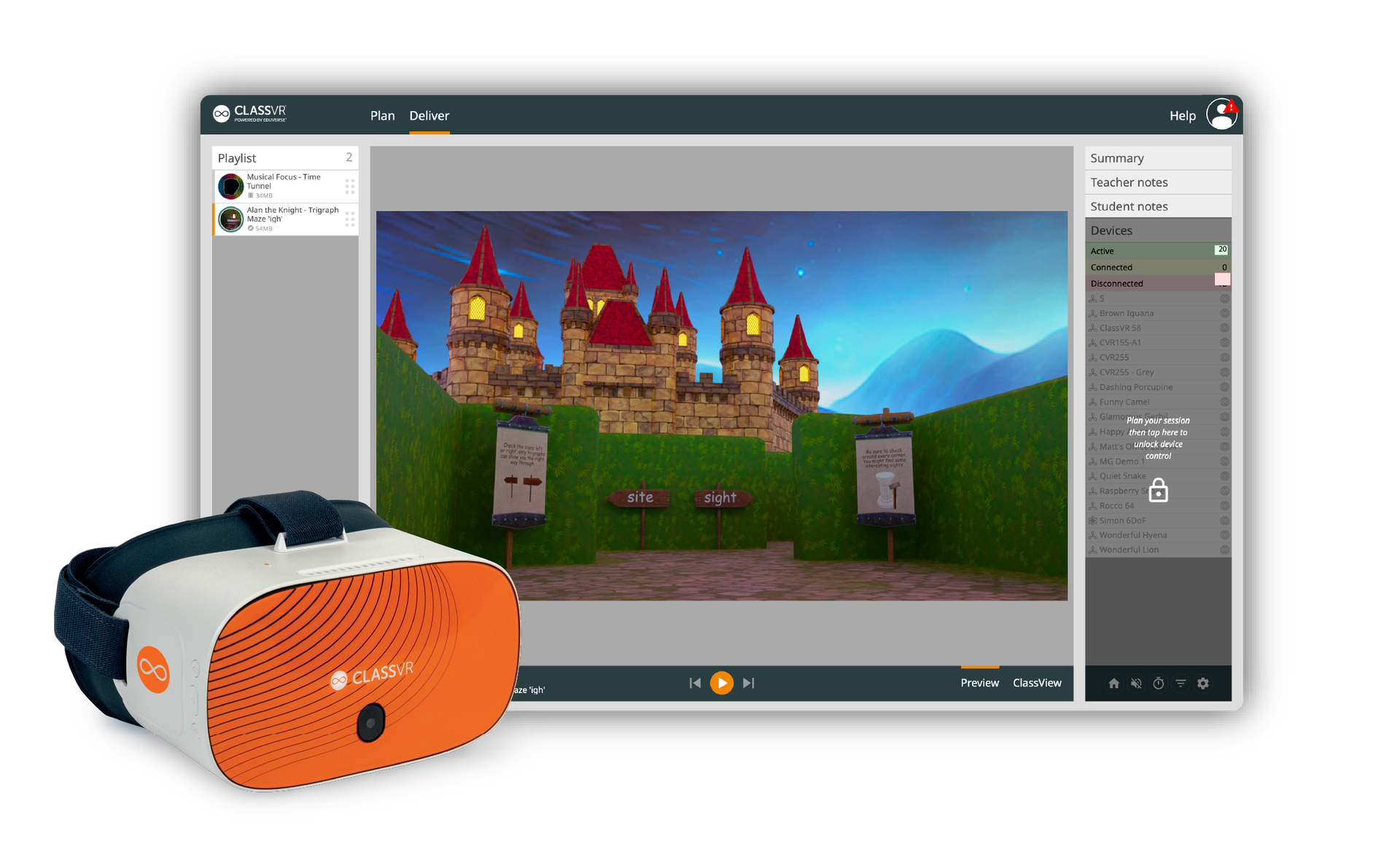 Classroom management is available with ClassVR