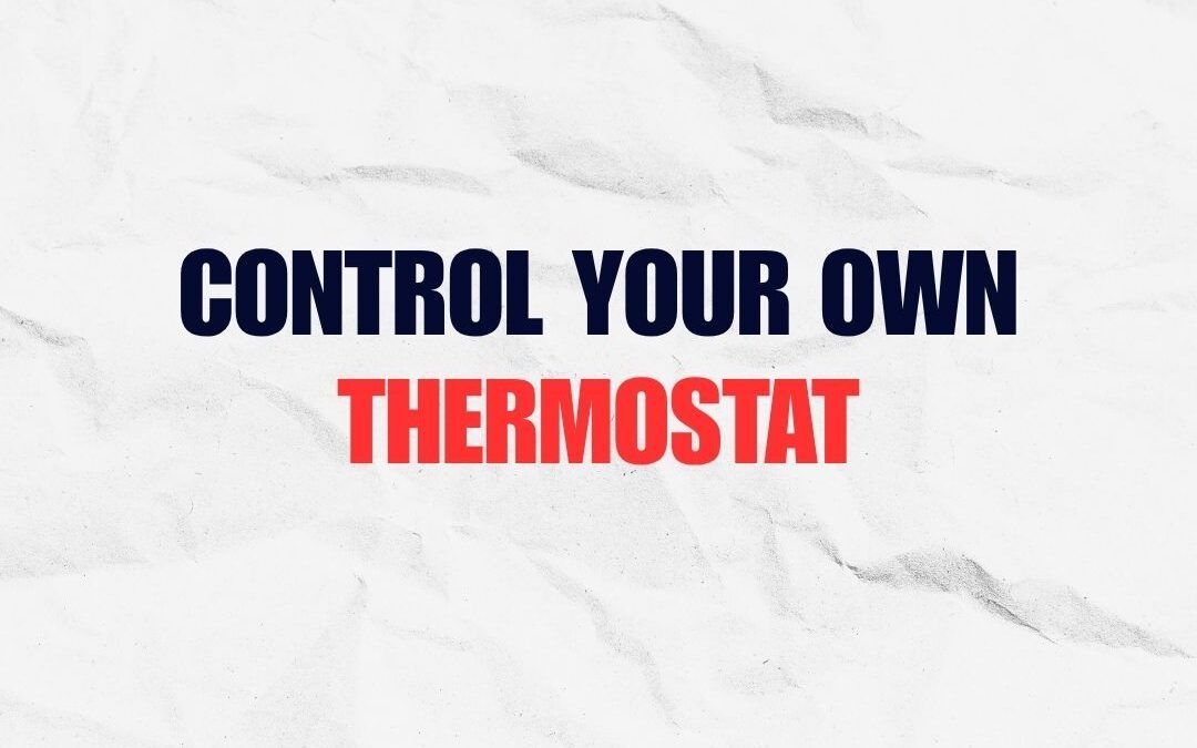 Bold graphic with “CONTROL YOUR OWN THERMOSTAT” in ProBall colors. Text overlay on a powerful photo of an athlete mid-focus, symbolizing mental control.
