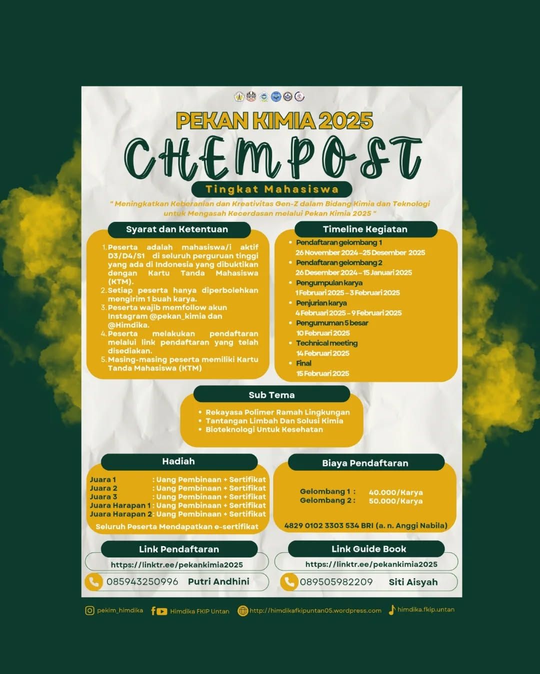 Pekan Kimia 2025 - Lomba Desain Chemistry Poster Tingkat Mahasiswa