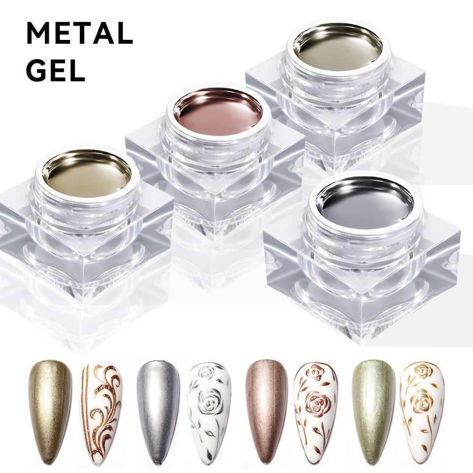 JTING Top Quality High End 4 Colors Gold and Sliver Metal Effect Mirror Metallic Nail Gel Polish Esmaltes De Gel Metallic