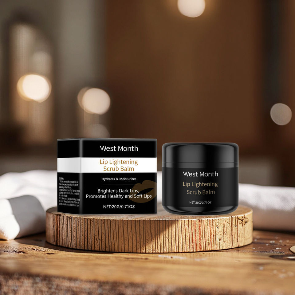 WEST MONTH Organic Pearl Lip Scrub Gentle Exfoliating Cream with Lemon Fragrance for Nourishing and Moisturizing Dry Lips