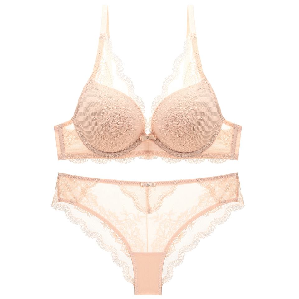 Women Lace Bra Set Push up Lingerie Sexy Bra Transparent Bra Panties Bralette Intimate Female Underwear
