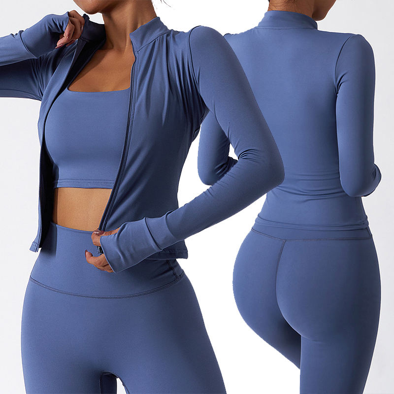 Sports Wear Outfit Leggings Gym Jacket 3 Piece Fitness Apparel Women's Tracksuit Yoga Set Clothes for Women