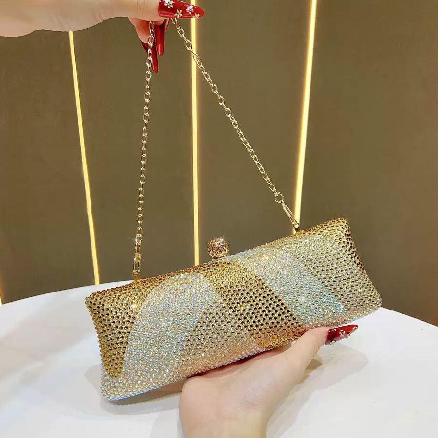Vintage Metal Sequin Shoulder Crossbody Handbag Women Chain Clutch Evening Bag
