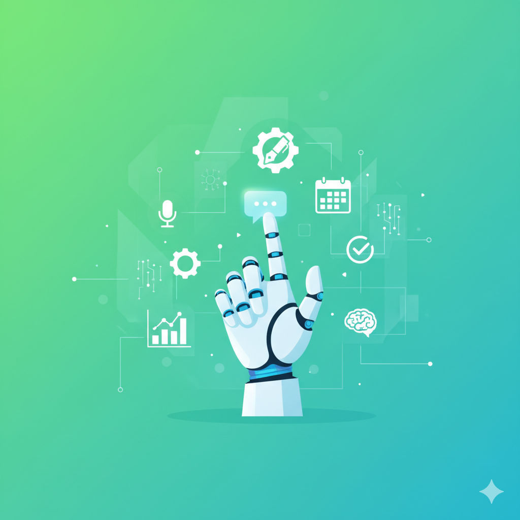 Ilustrasi AI tanpa coding, konektivitas digital