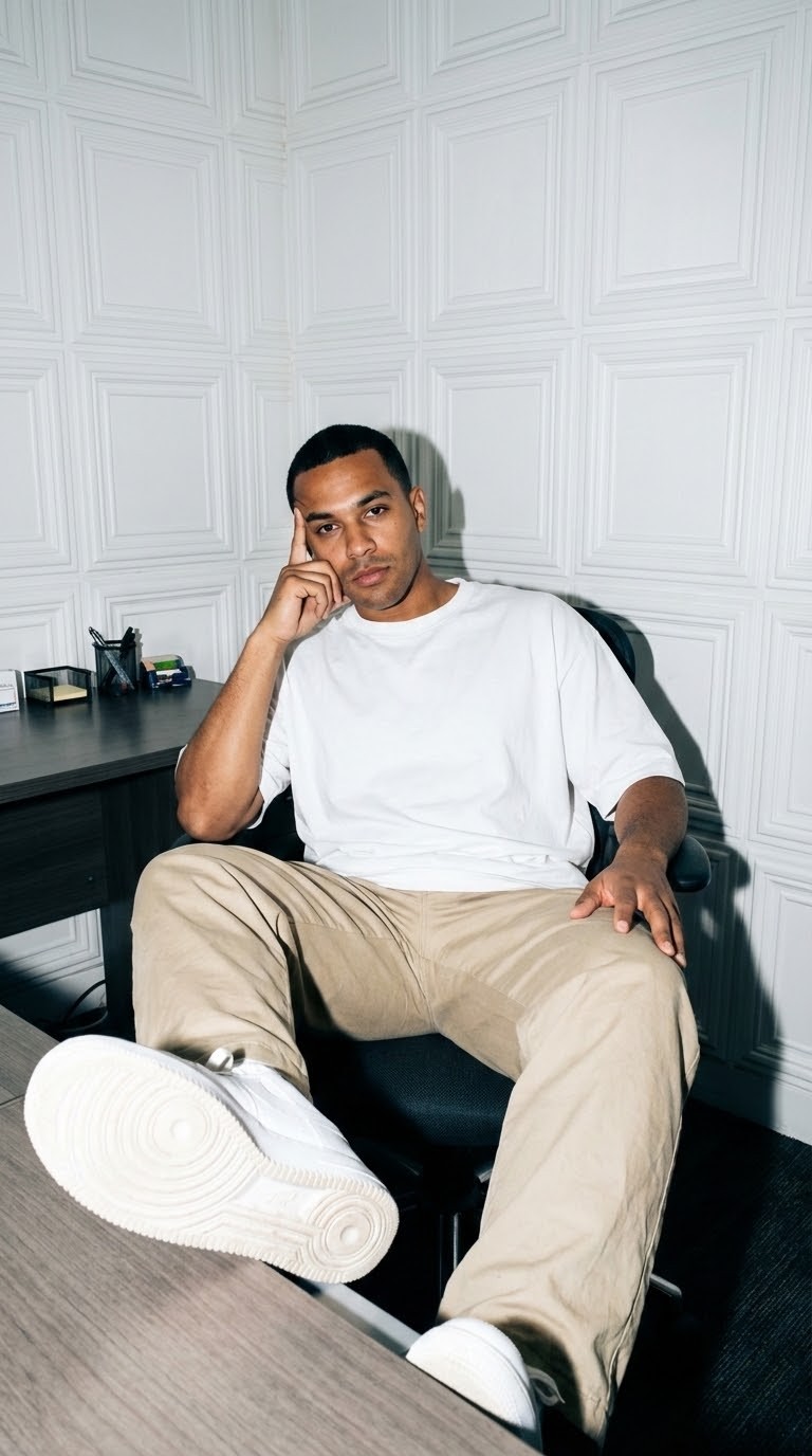 Ciptakan foto kantor yang terlihat nyata dengan prompt khusus ini. Hasilnya tampak seperti jepretan kamera iPhone dengan pencahayaan flash yang natural.