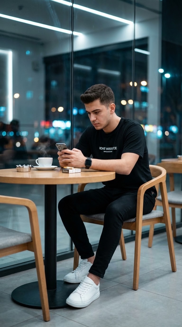 Prompt Untuk Membuat Foto Realistik Pria di Kafe Ingin hasilkan gambar AI yang tampak nyata? Gunakan prompt ultra-realistic ini untuk membuat foto pria di kafe dengan detail sinematik yang memukau.