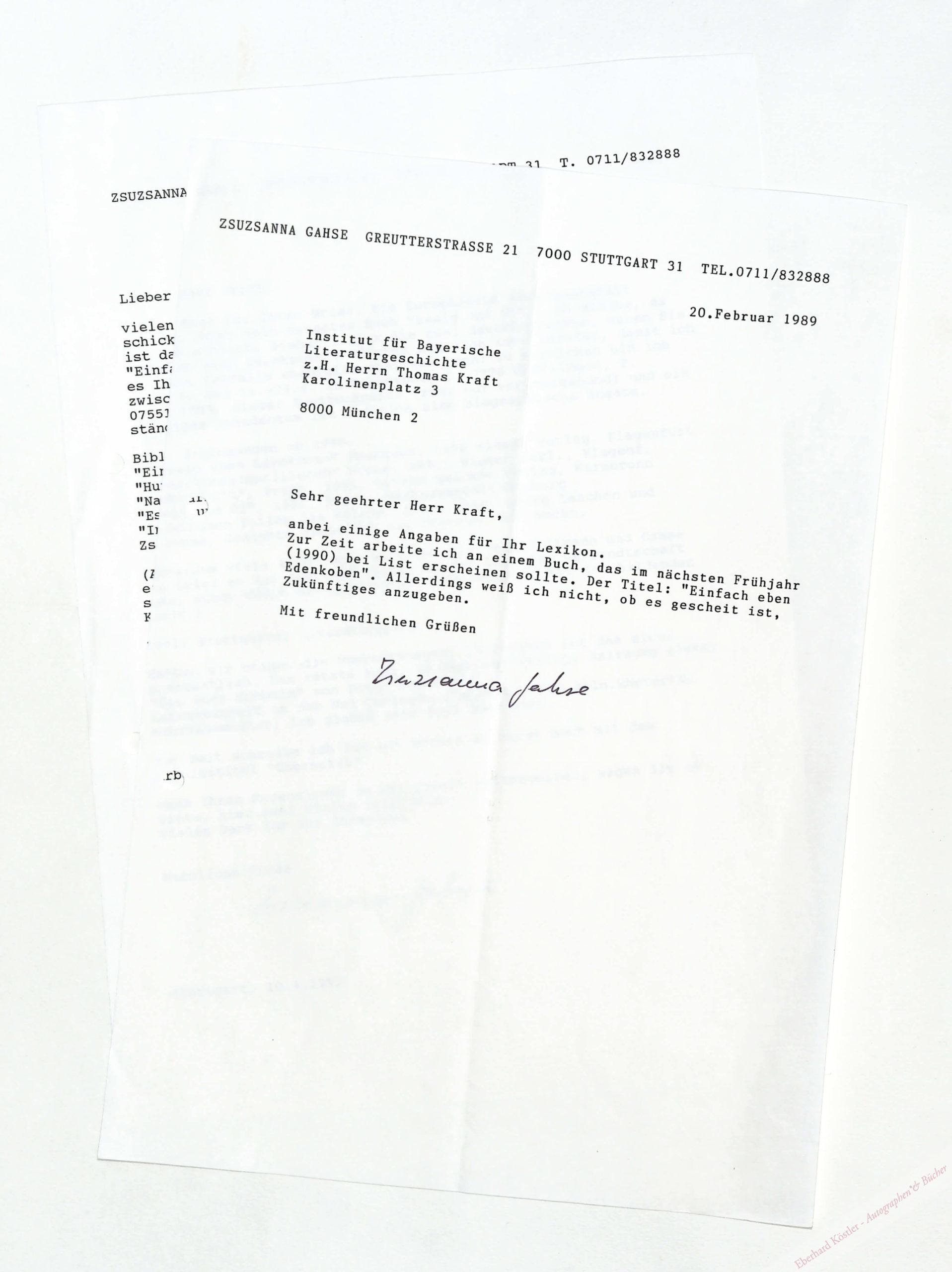 Gahse, Zsuzsanna, Schriftstellerin (geb. 1946). Gahse, Zsuzsanna, Schriftstellerin (geb. 1946).