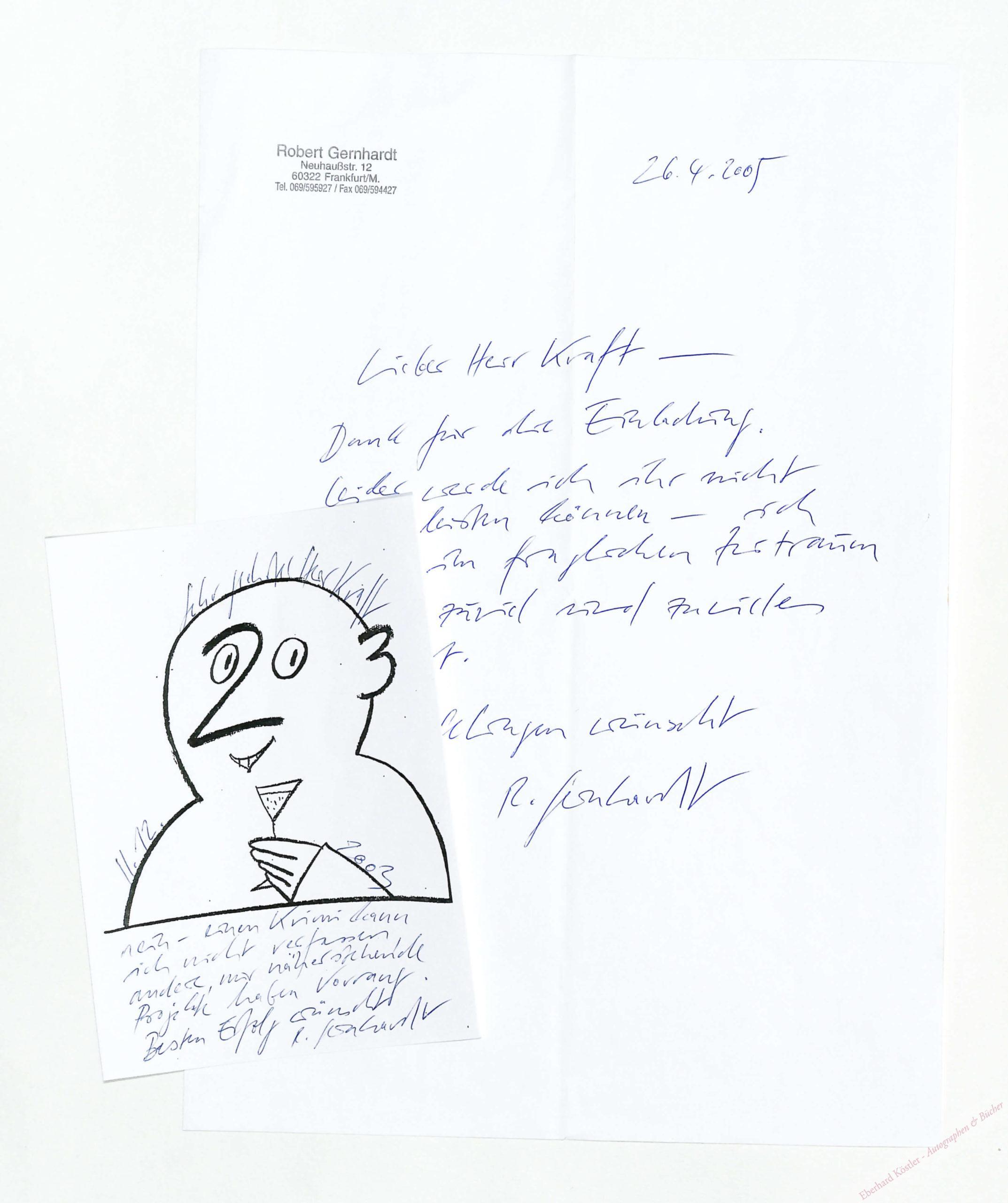 Gernhardt, Robert, Maler, Zeichner und Schriftsteller (1937-2006). Gernhardt, Robert, Maler, Zeichner und Schriftsteller (1937-2006).