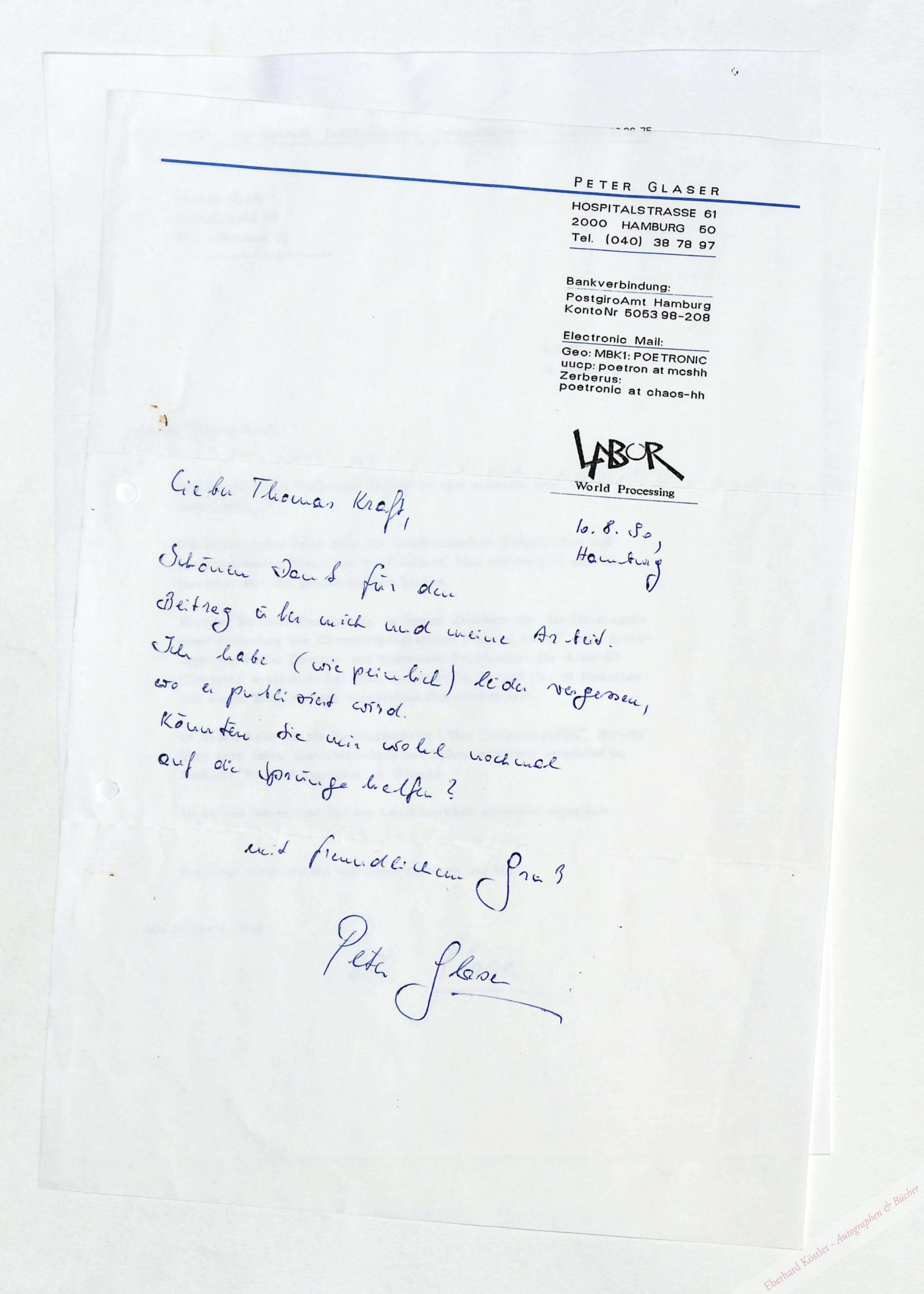 Glaser, Peter, Schriftsteller (geb. 1957). Glaser, Peter, Schriftsteller (geb. 1957).