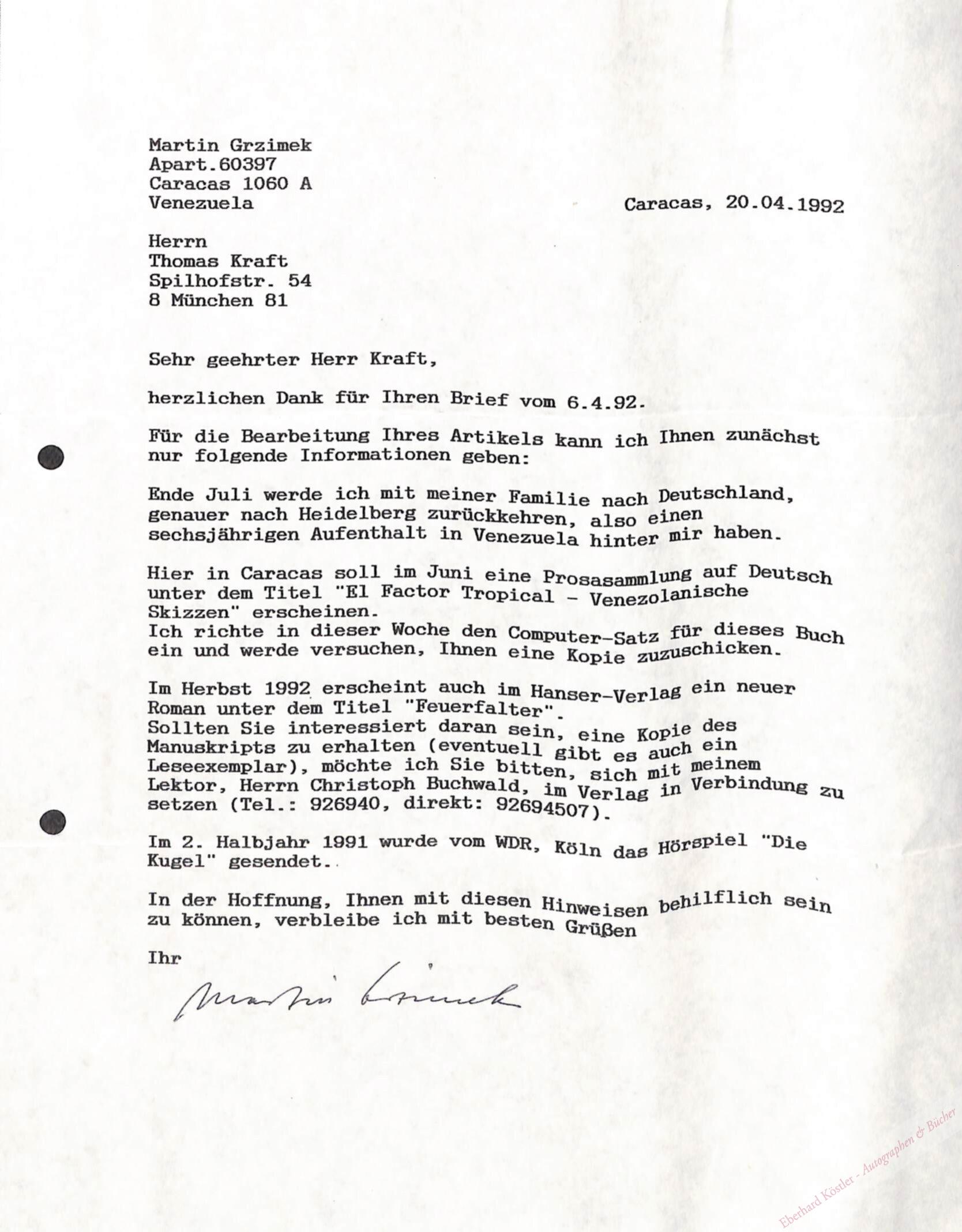 Grzimek, Martin G. W., Schriftsteller (geb. 1950 ). Grzimek, Martin G. W., Schriftsteller (geb. 1950 ).