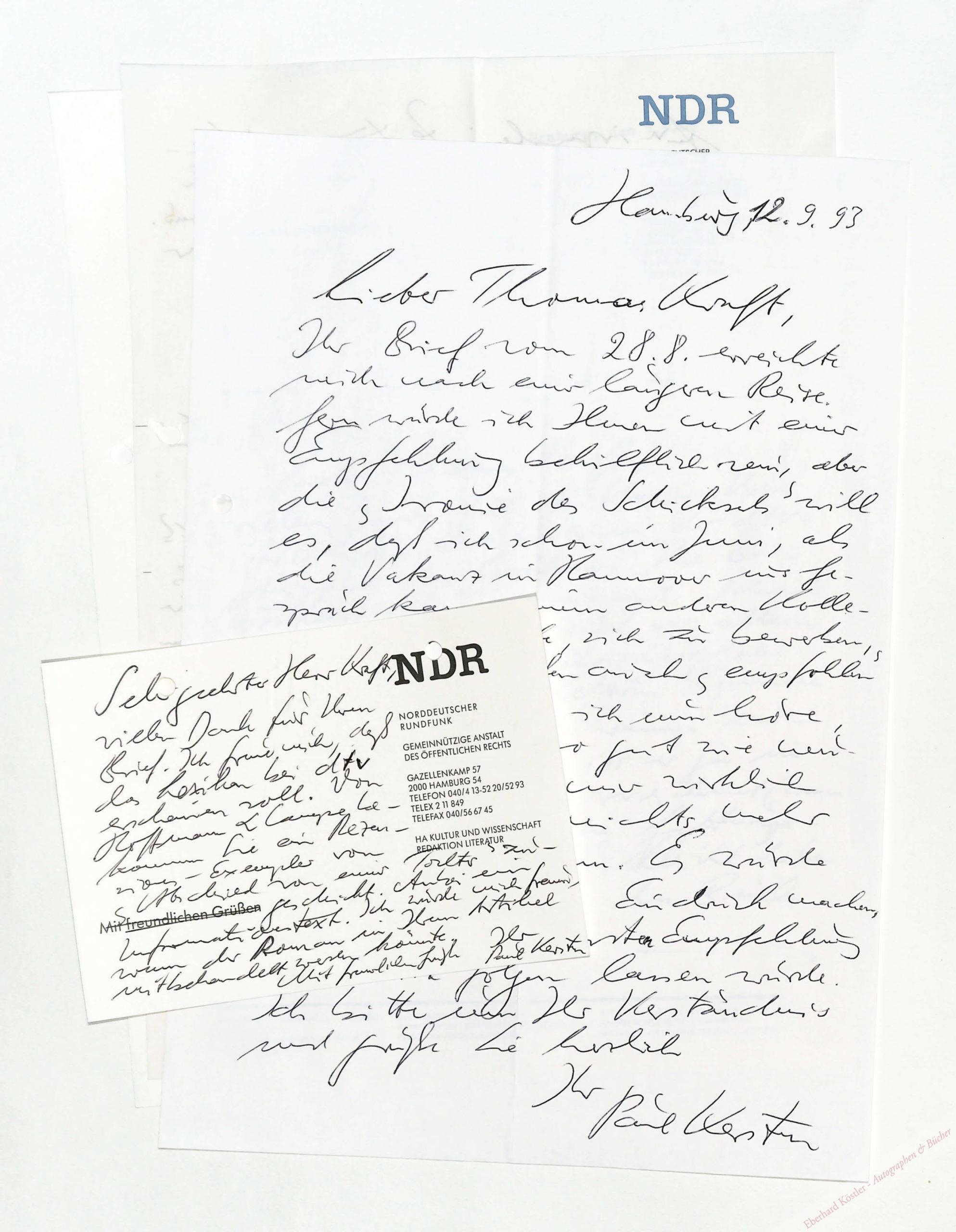 Kersten, Paul, Schriftsteller (1943-2020). Kersten, Paul, Schriftsteller (1943-2020).
