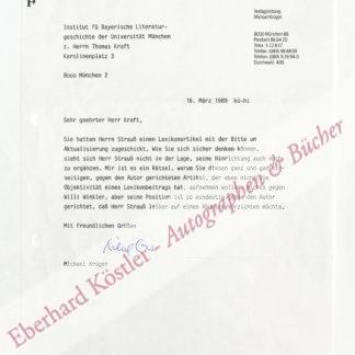 Krüger, Michael, Schriftsteller und Verleger (geb. 1943). Krüger, Michael, Schriftsteller und Verleger (geb. 1943).