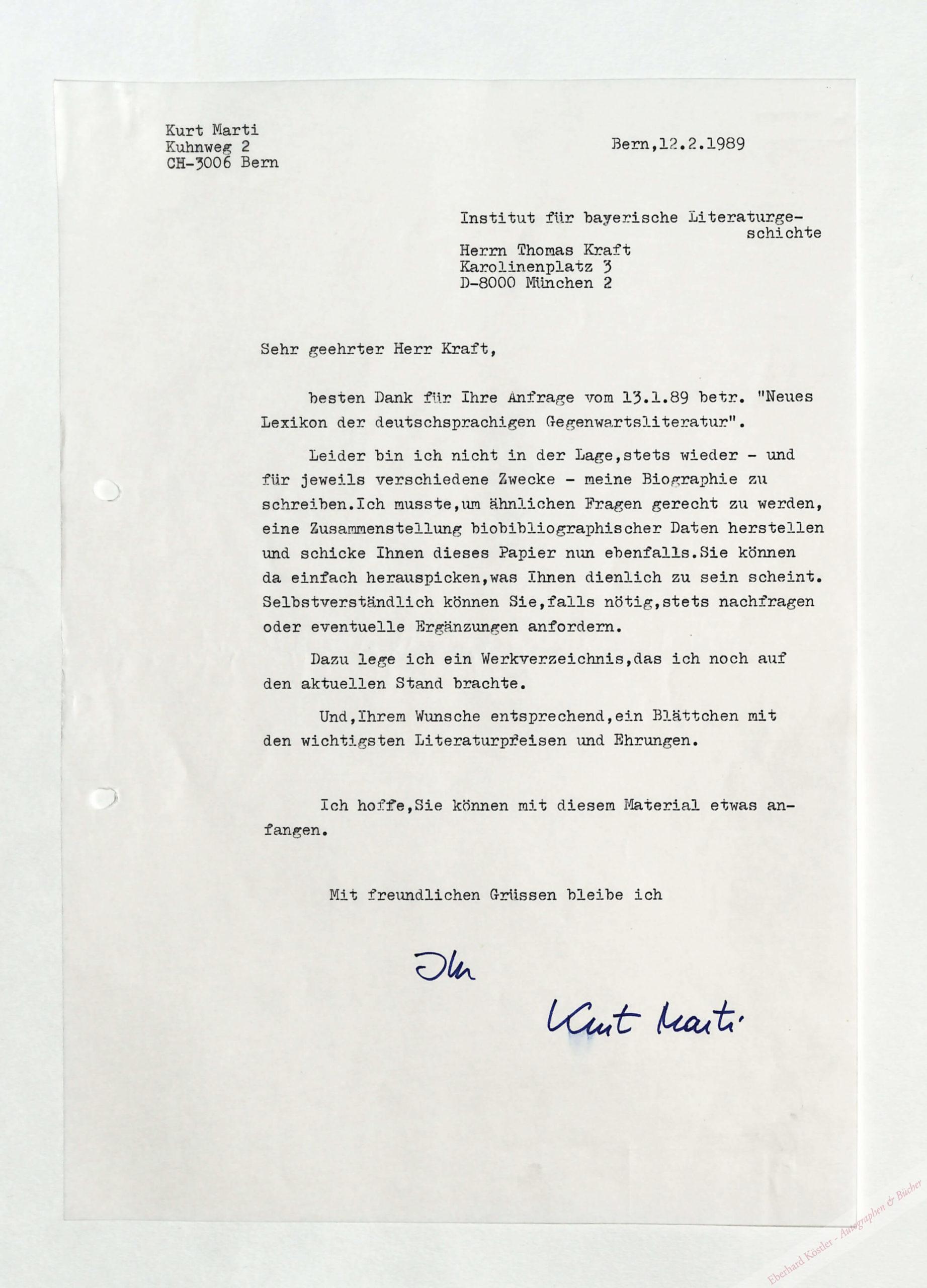 Marti, Kurt, Schriftsteller (1921-2017). Marti, Kurt, Schriftsteller (1921-2017).
