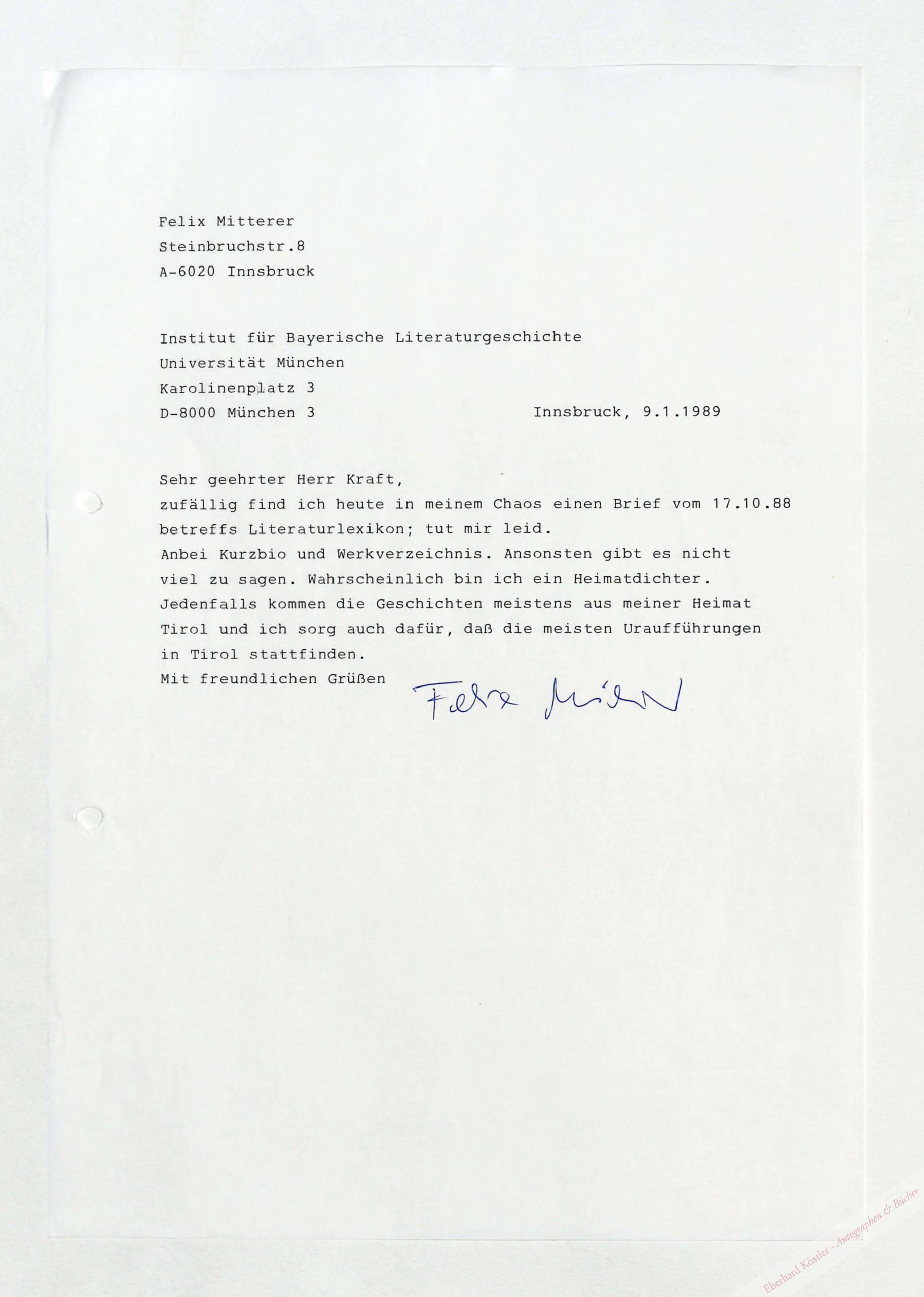 Mitterer, Felix, Schriftsteller (geb. 1948). Mitterer, Felix, Schriftsteller (geb. 1948).