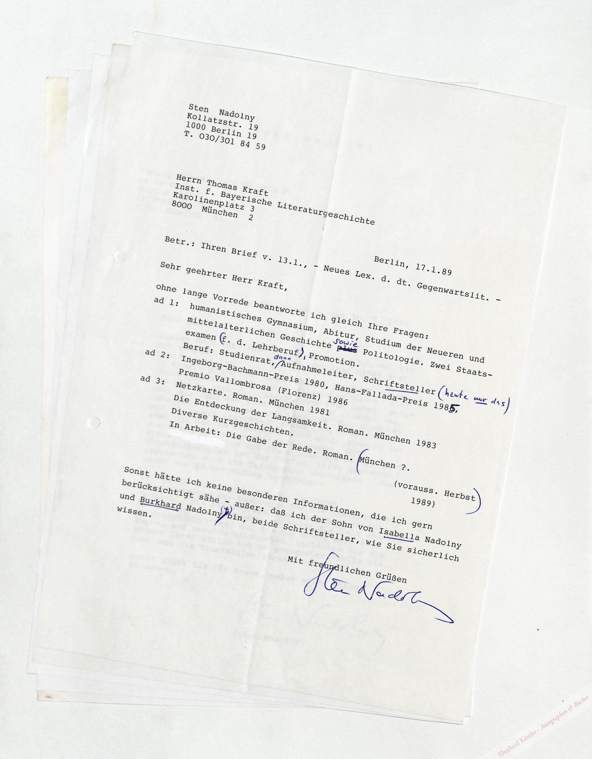 Nadolny, Sten, Schriftsteller (geb. 1942). Nadolny, Sten, Schriftsteller (geb. 1942).