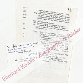 Piontek, Heinz, Schriftsteller (1925-2003). Piontek, Heinz, Schriftsteller (1925-2003).