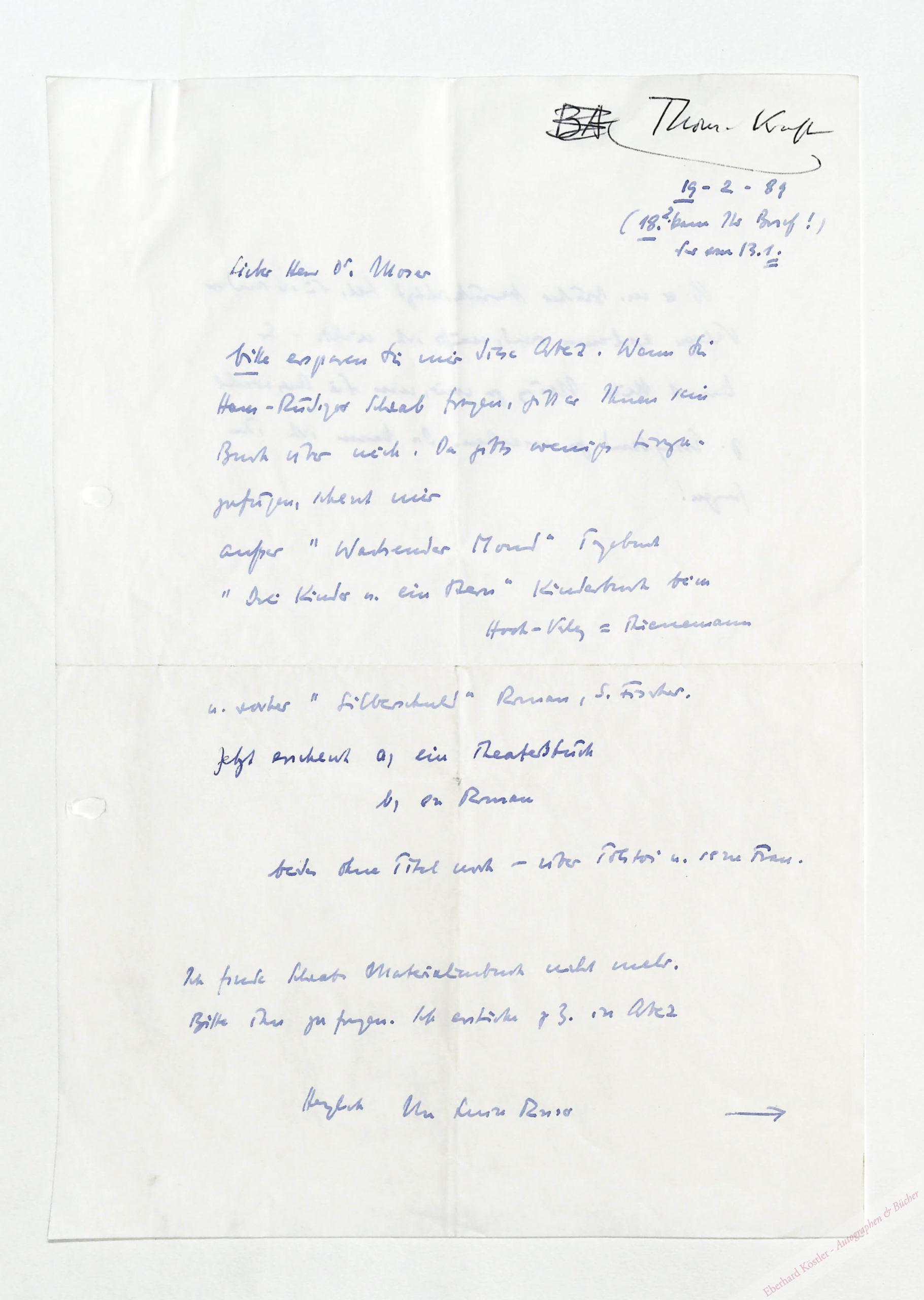 Rinser, Luise, Schriftstellerin (1911-2002). Rinser, Luise, Schriftstellerin (1911-2002).