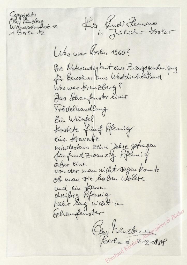 Münzberg, Olav, Schriftsteller (geb. 1938).