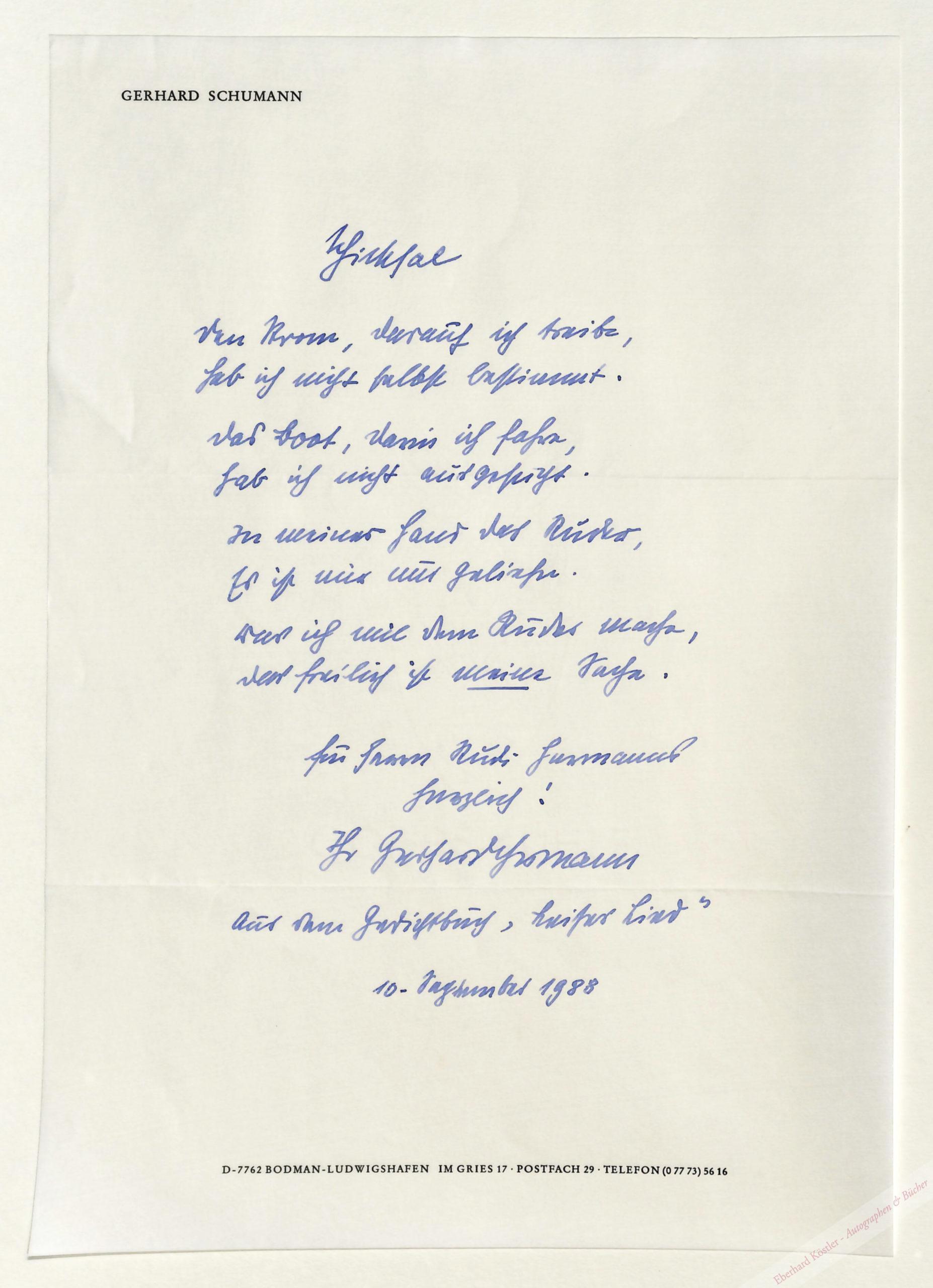 Schumann, Gerhard, Schriftsteller (19111998).