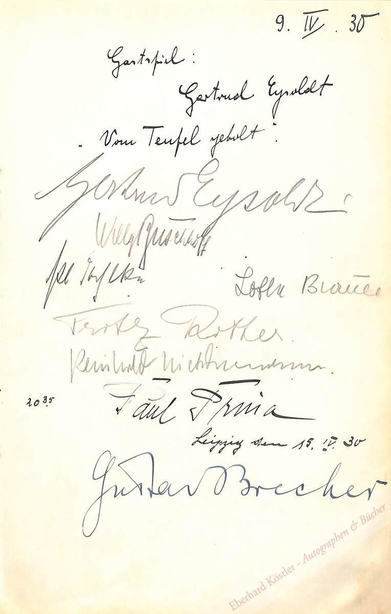 Brecher, Gustav, Komponist, Dirigent, Kritiker (1879-1940). Brecher, Gustav, Komponist, Dirigent, Kritiker (1879-1940).