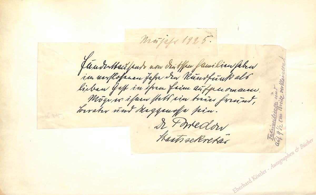 Bredow, Hans, Hochfrequenztechniker, Staatssekretär (1879-1959). Bredow, Hans, Hochfrequenztechniker, Staatssekretär (1879-1959).