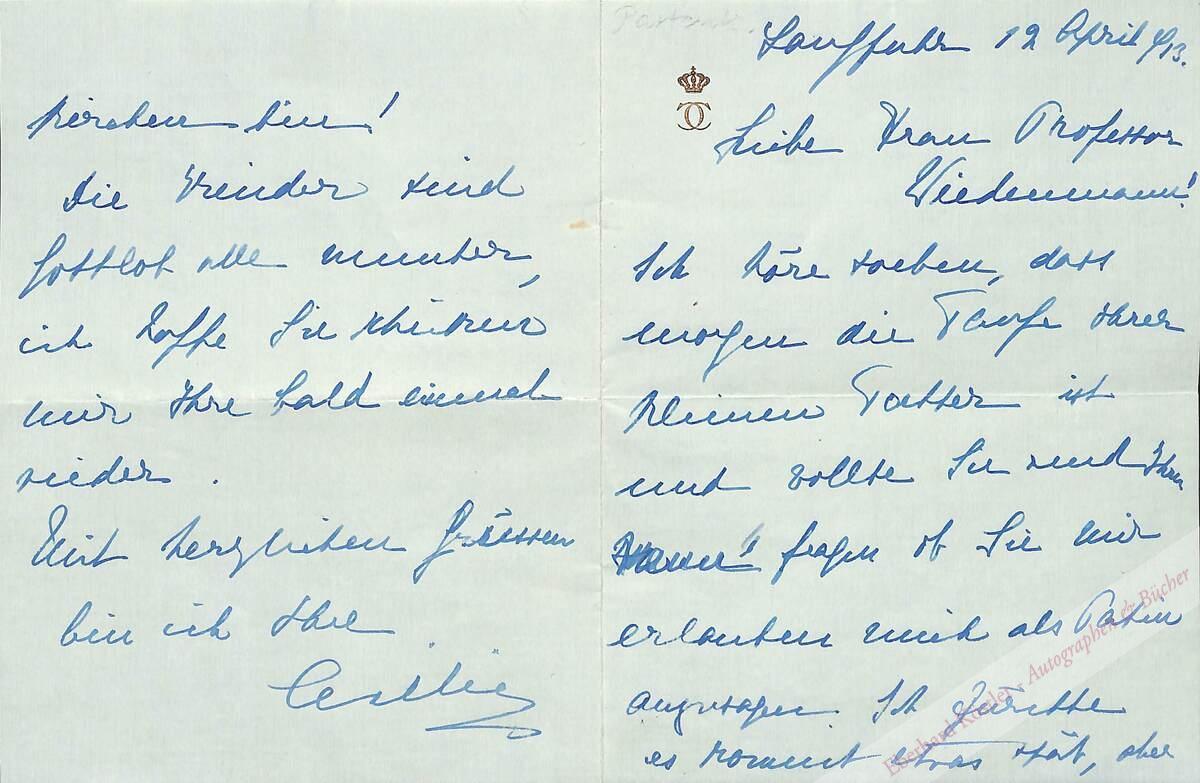 Mecklenburg, Cecilie zu, Kronprinzessin (1886-1954). Mecklenburg, Cecilie zu, Kronprinzessin (1886-1954).