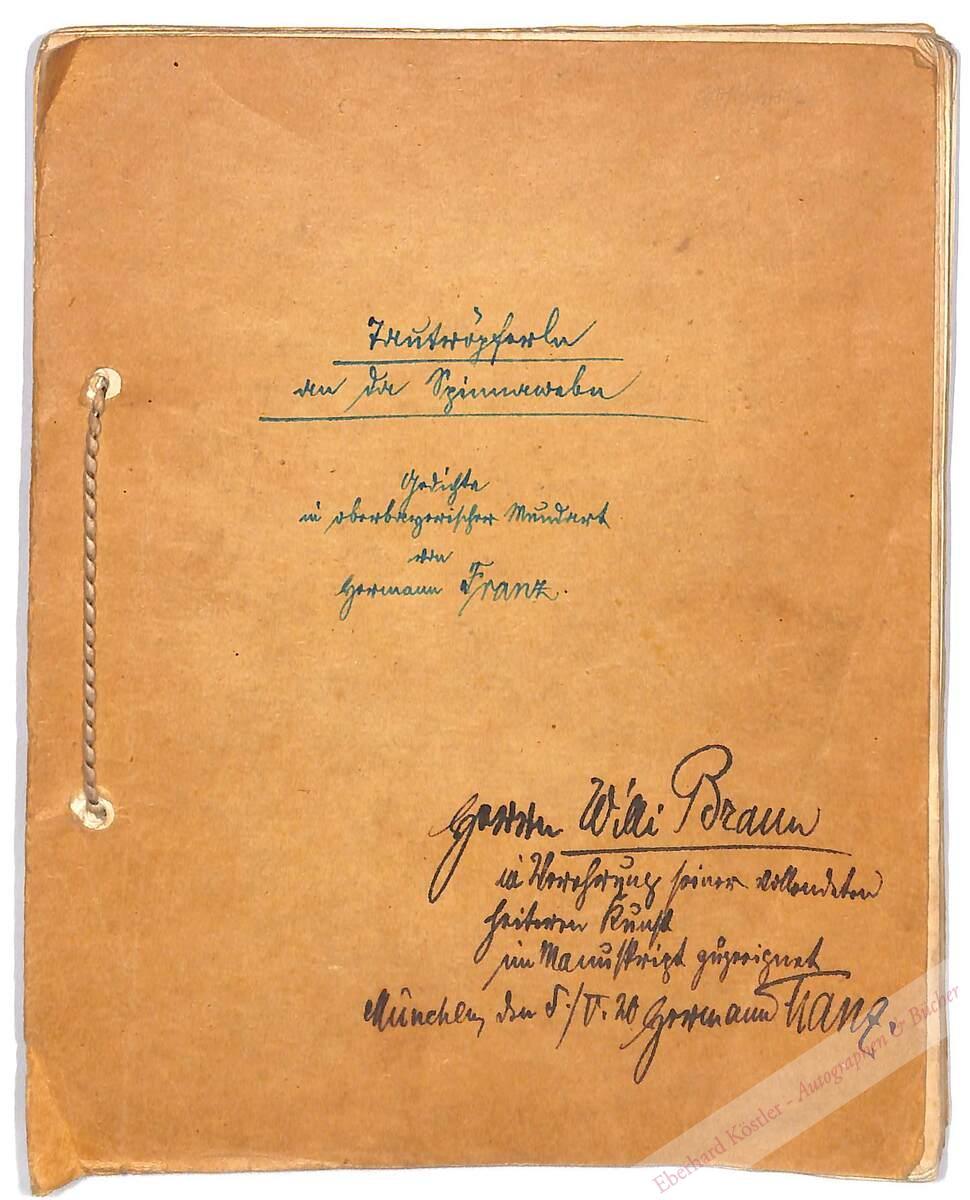 Franz, Hermann, Oberpostdirektor, Schriftsteller (1877-1953). Franz, Hermann, Oberpostdirektor, Schriftsteller (1877-1953).