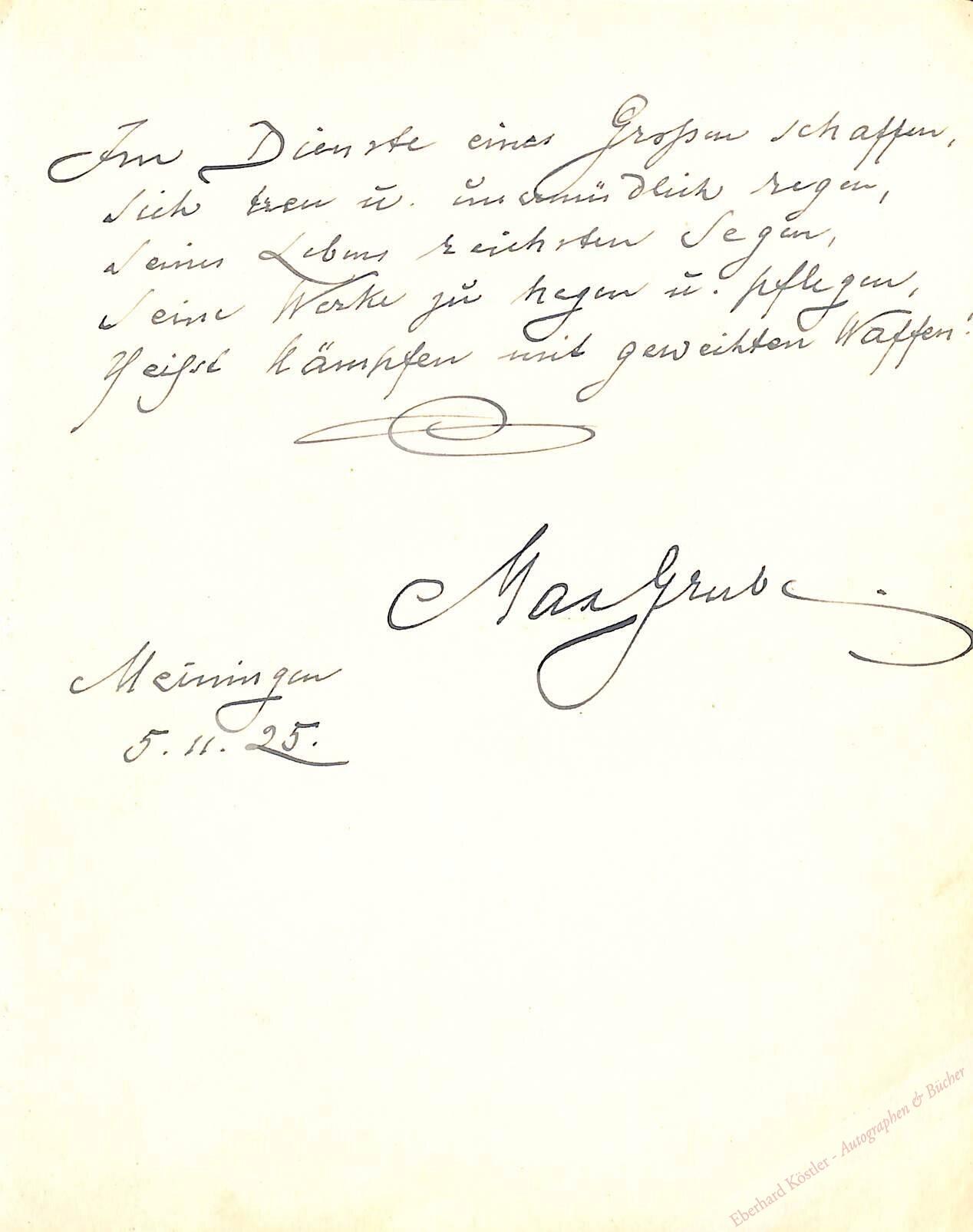 Grube, Max, Schauspieler (1854-1934). Grube, Max, Schauspieler (1854-1934).