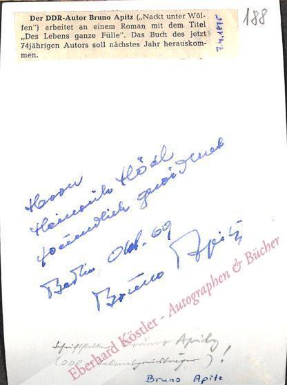 Apitz, Bruno, Schriftsteller (1900-1979).