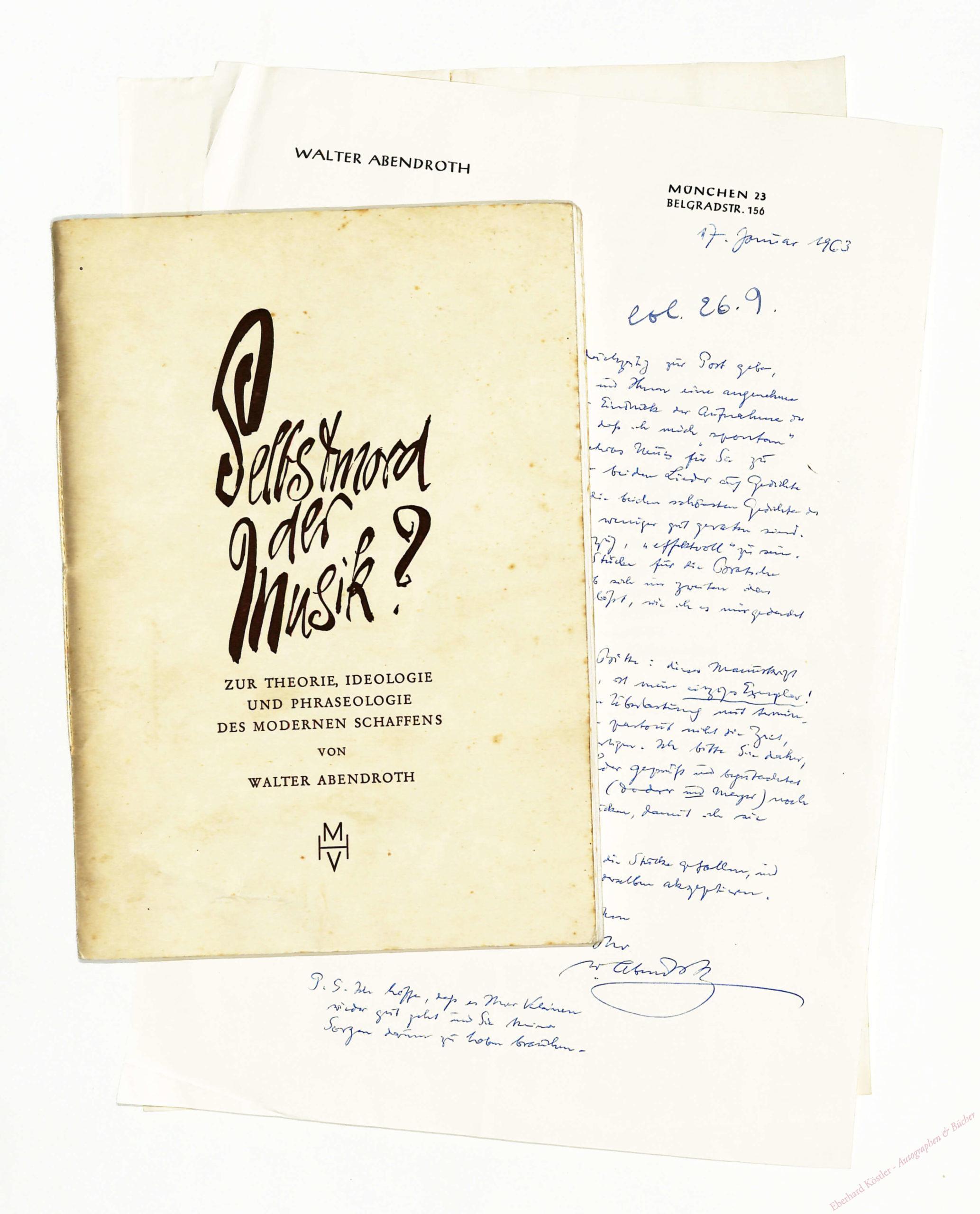 Abendroth, Walter, Komponist, Redakteur und Musikschriftsteller (1896-1973). Abendroth, Walter, Komponist, Redakteur und Musikschriftsteller (1896-1973).