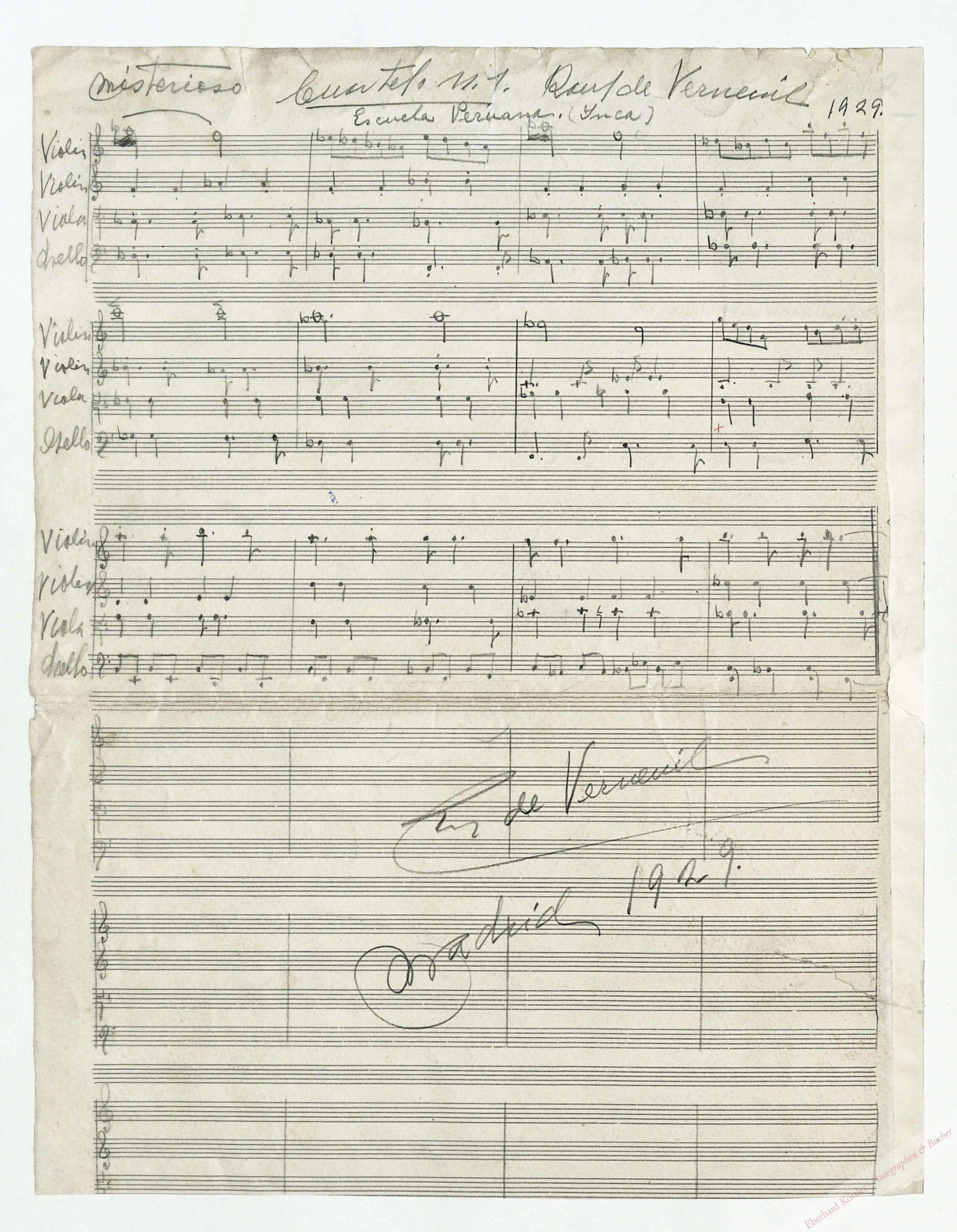Verneuil, Raoul de, Komponist und Dirigent (1899-1975). Verneuil, Raoul de, Komponist und Dirigent (1899-1975).