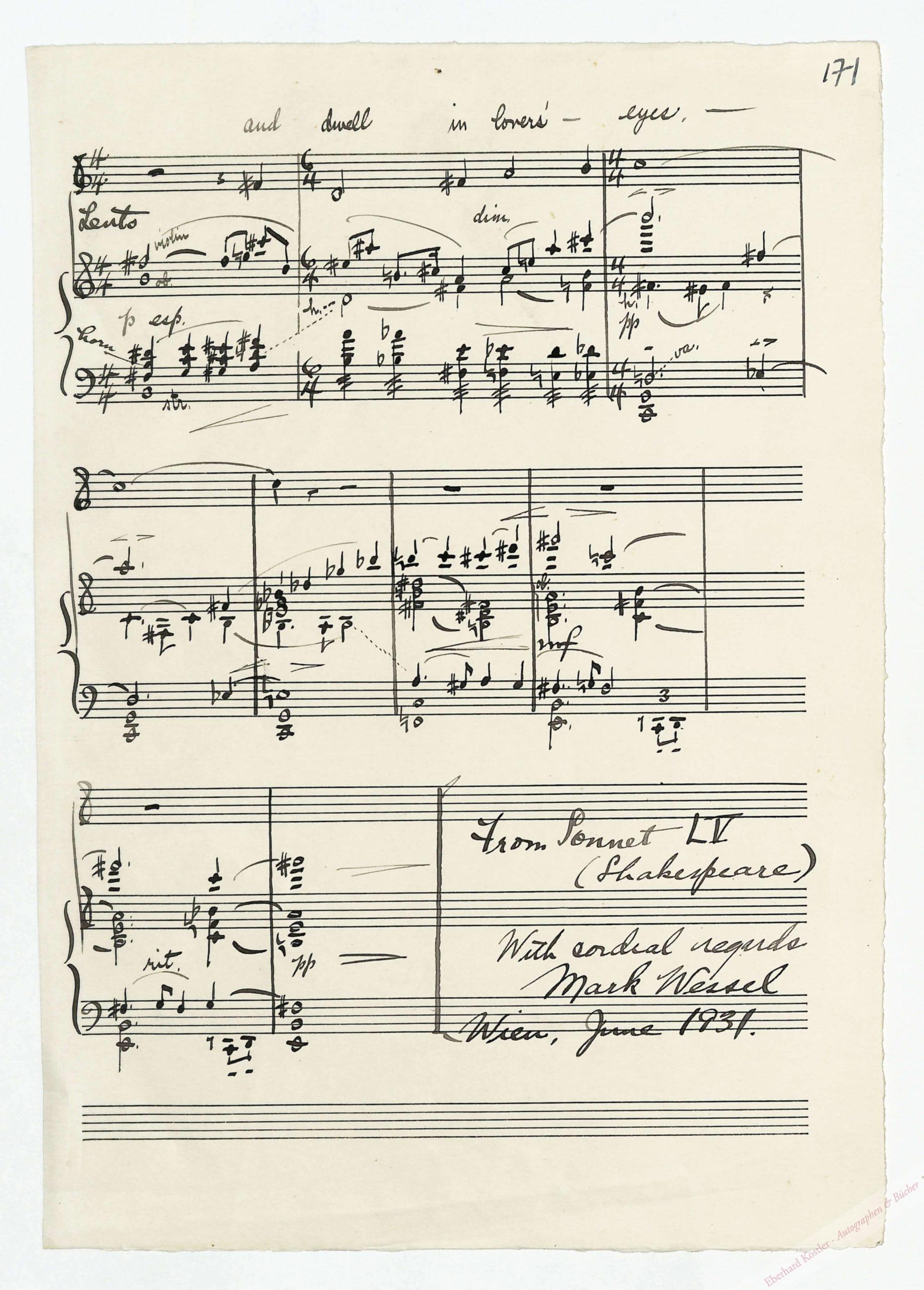 Wessel, Mark, Komponist (1894-1973). Wessel, Mark, Komponist (1894-1973).