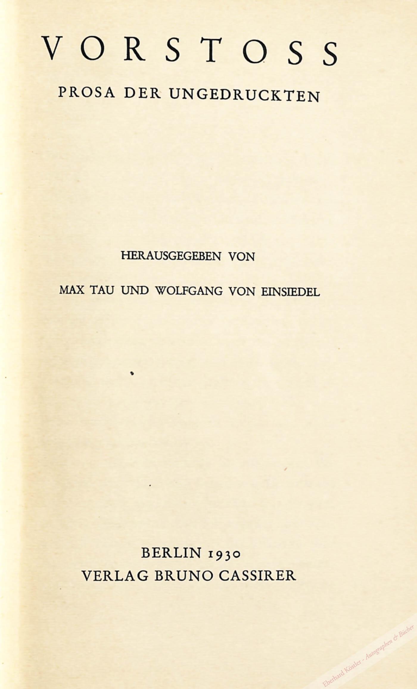 Tau, Max, Schriftsteller (1897-1976). Tau, Max, Schriftsteller (1897-1976).