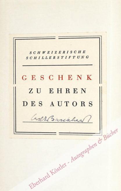 Burckhardt, Carl Jakob, Schriftsteller und Historiker (1891-1974).