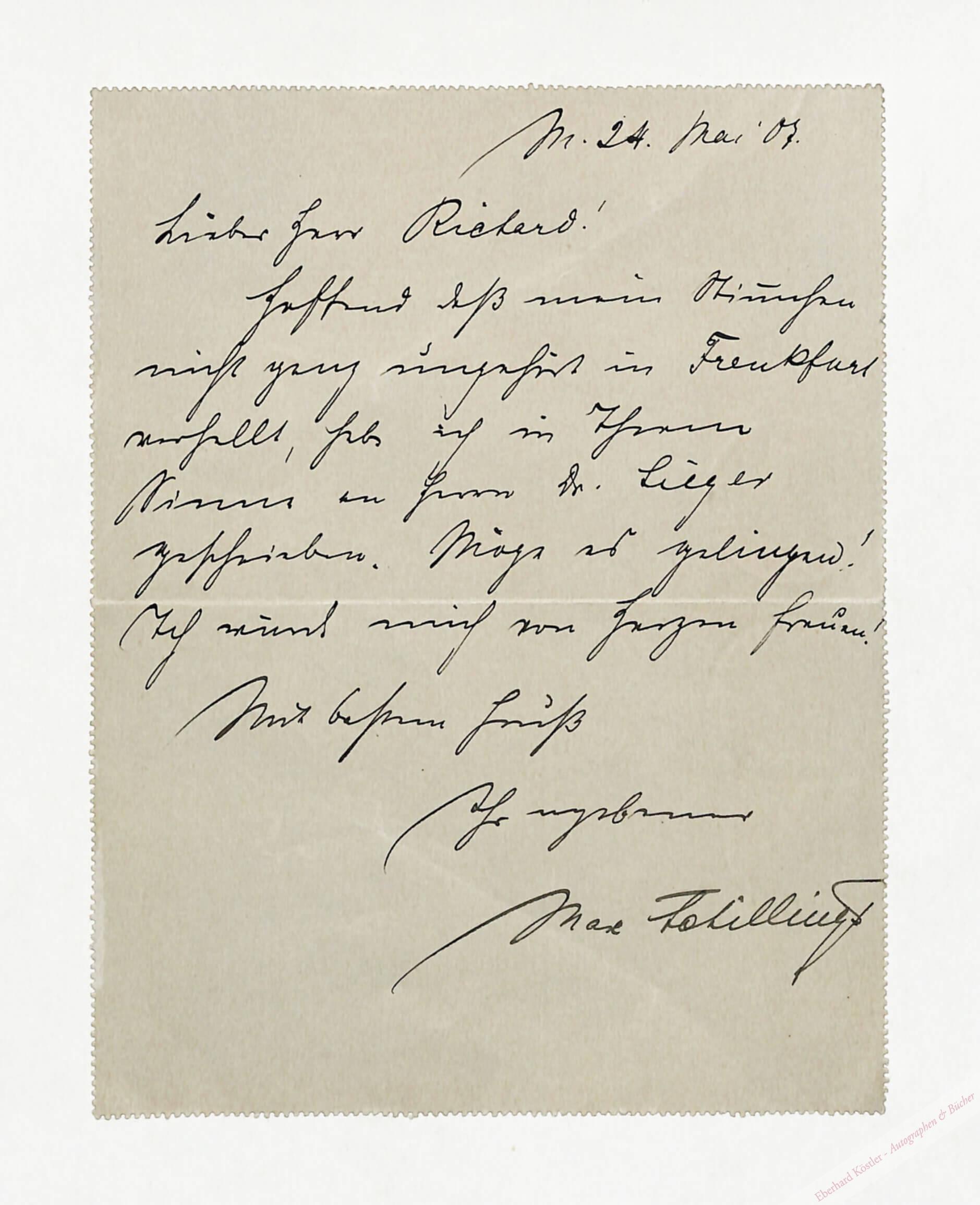 Schillings, Max von, Komponist, Dirigent und Theaterintendant (1868-1933). Schillings, Max von, Komponist, Dirigent und Theaterintendant (1868-1933).