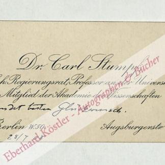 Stumpf, Carl, Philosoph, Psychologe und Musikforscher (1848-1936). Stumpf, Carl, Philosoph, Psychologe und Musikforscher (1848-1936).