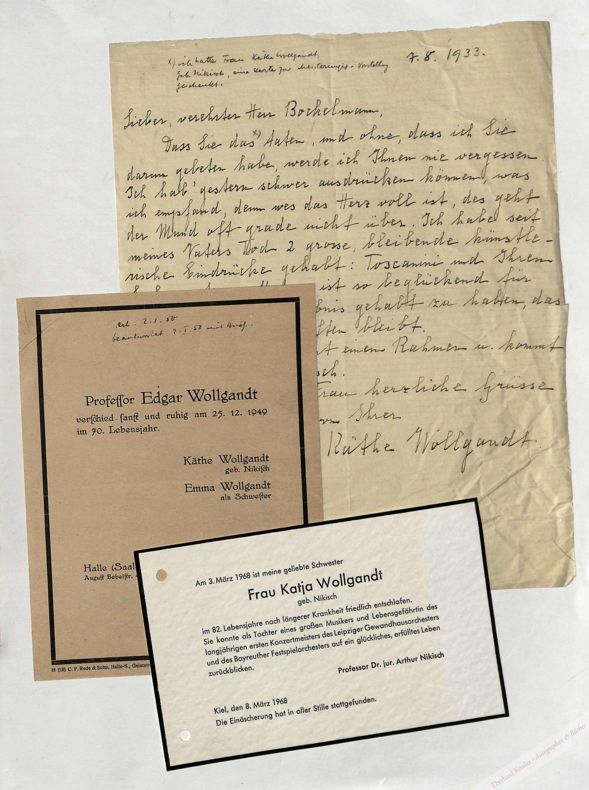 Wollgandt, Käthe, (1886-1968). Wollgandt, Käthe, (1886-1968).