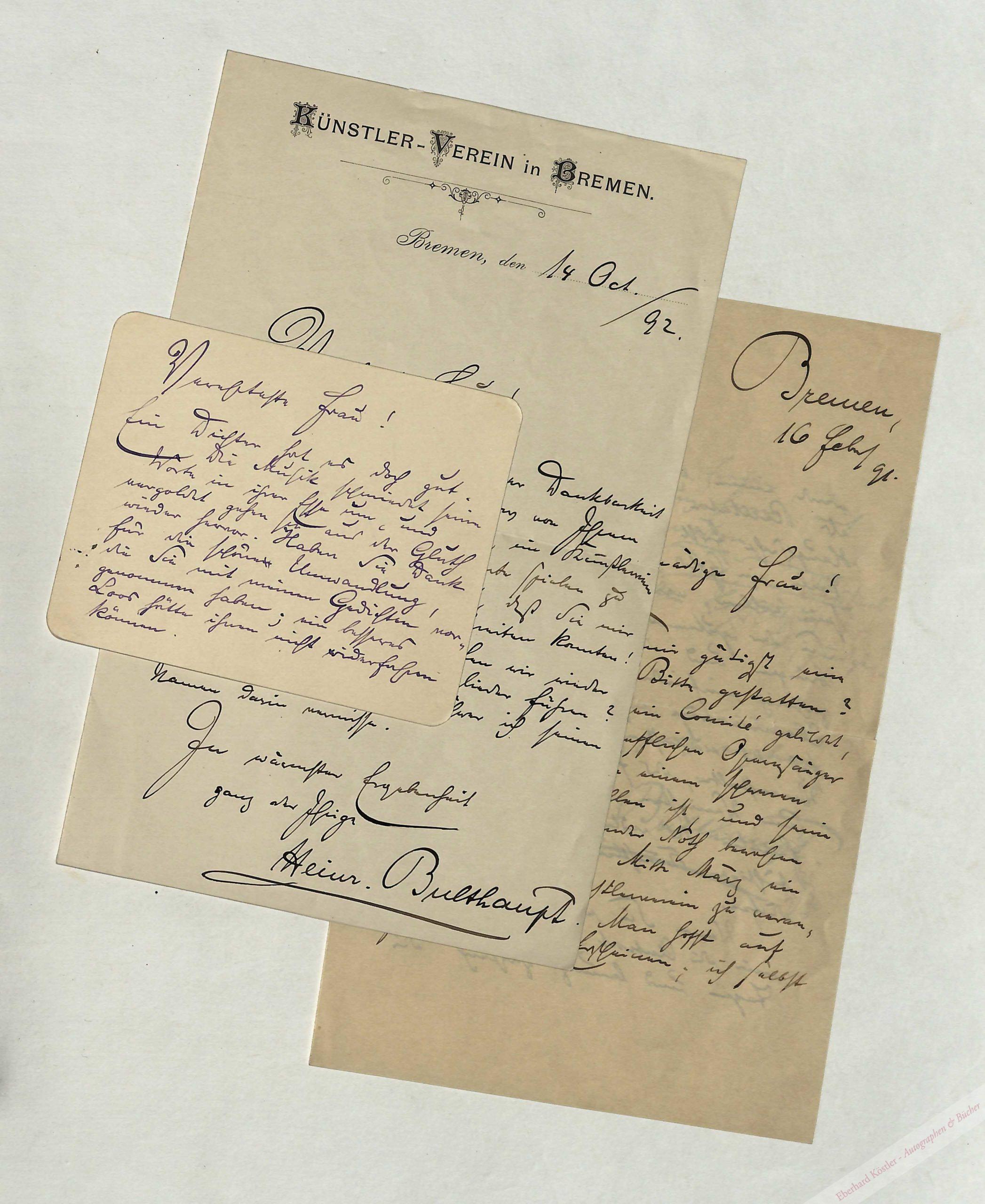 Bulthaupt, Heinrich, Dichter und Schriftsteller (1849-1905). Bulthaupt, Heinrich, Dichter und Schriftsteller (1849-1905).