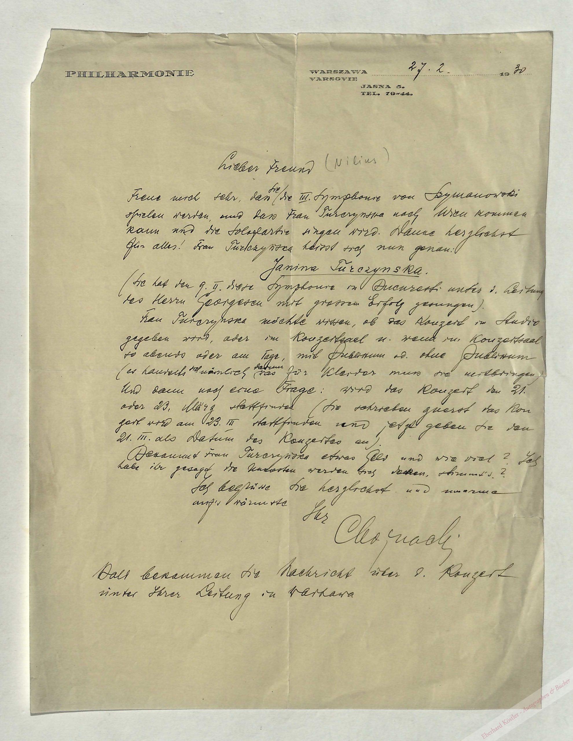 Chojnacki, Roman, Musikpädagoge und Dirigent (1875-1938). Chojnacki, Roman, Musikpädagoge und Dirigent (1875-1938).