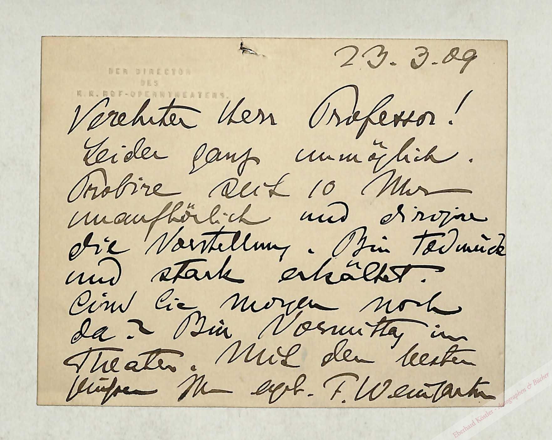 Weingartner, Felix, Dirigent (1863-1942). Weingartner, Felix, Dirigent (1863-1942).