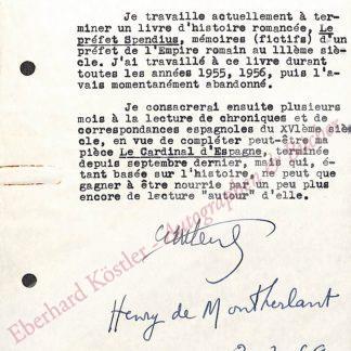 Montherlant, Henry de, Schriftsteller (1896-1972).