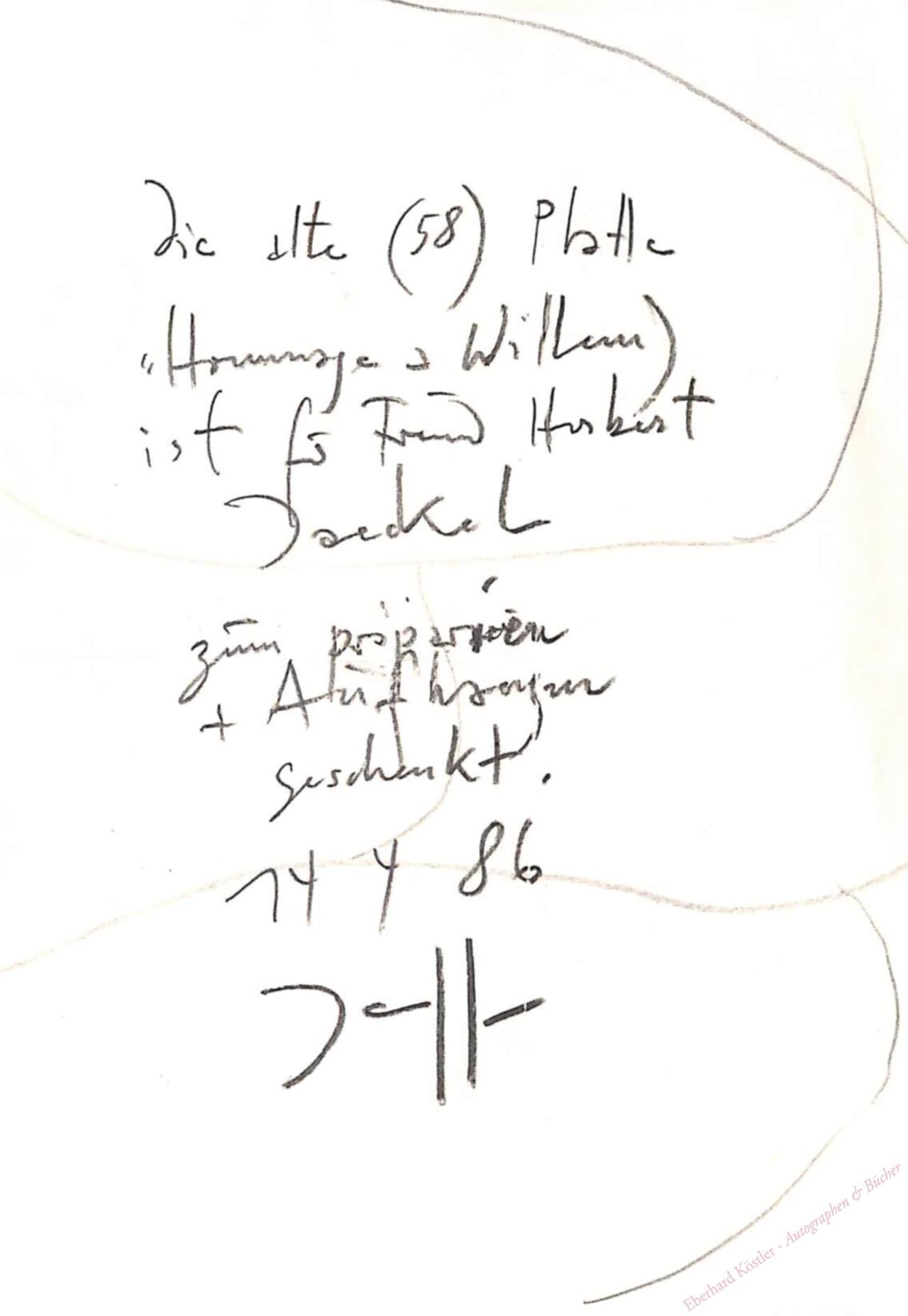 Janssen, Horst, Zeichner und Grafiker (1929-1995). Janssen, Horst, Zeichner und Grafiker (1929-1995).