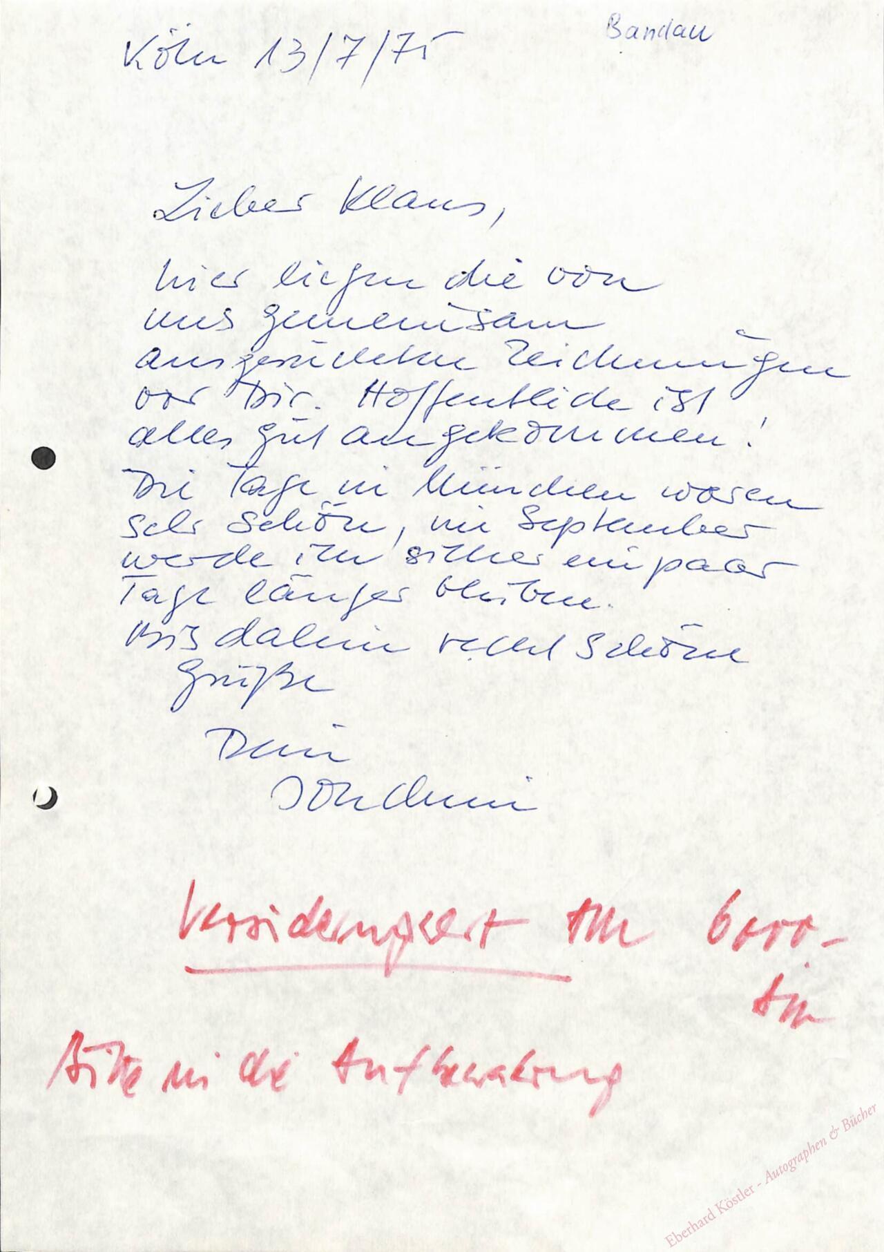 Bandau, Joachim, Bildhauer, Grafiker und Maler (geb. 1936). Bandau, Joachim, Bildhauer, Grafiker und Maler (geb. 1936).